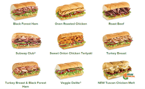 subway sandwich calories counter