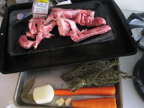 stock ingredients on tray