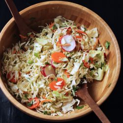 A bowl of salad, with Cabbage