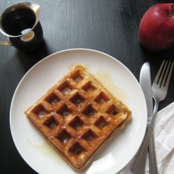 cinnamon waffle on a plate with syrup