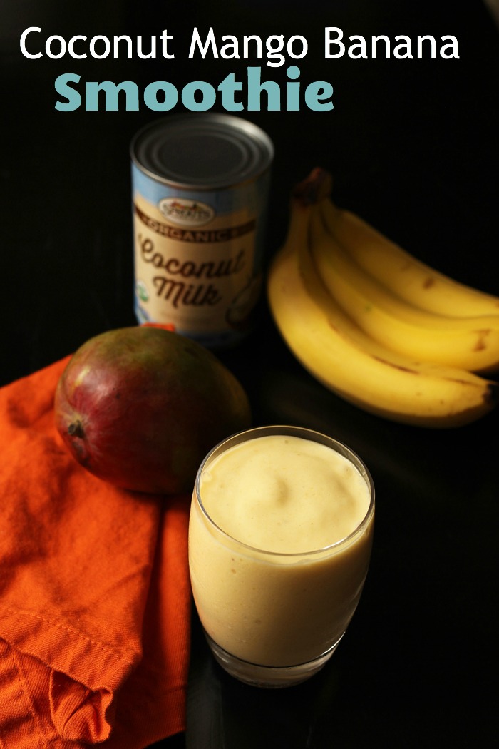 pinnable image coconut mango smoothie in cup