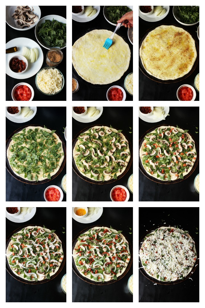 step by step photos of making kale pizza