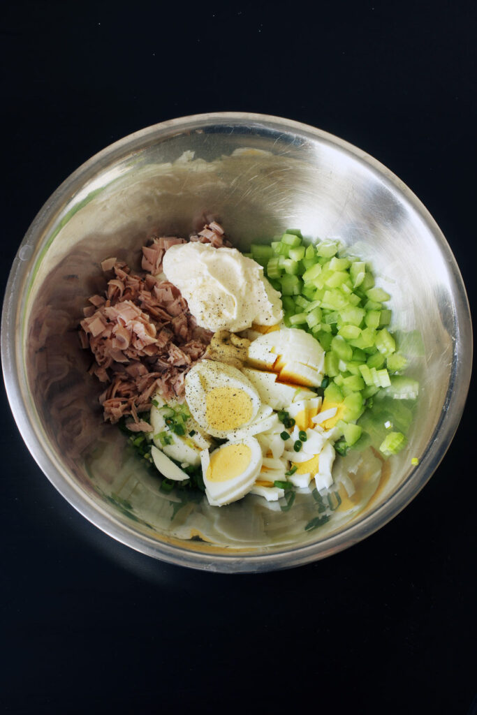 ingredients chopped into bowl