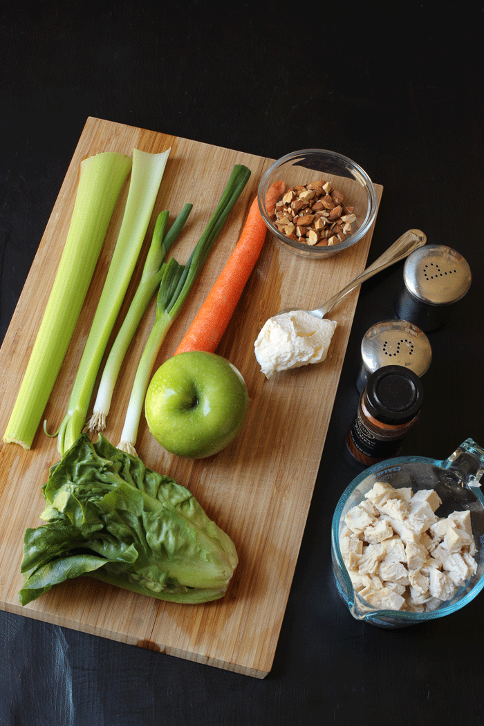 ingredients to make chicken salad lettuce wraps