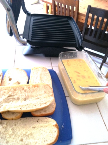 Making toasted sandwiches with a vintage French sandwich press