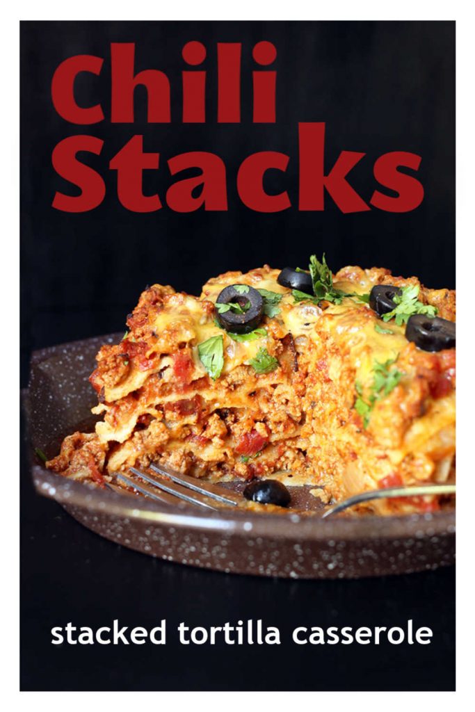 Cut side view of chili stacks