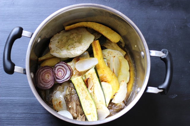 roasted vegetables in pot