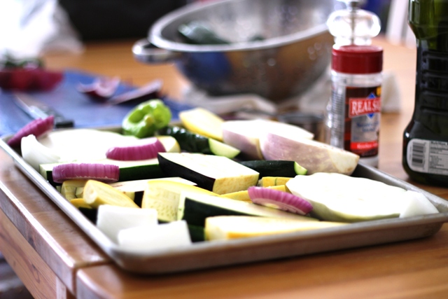 A close up of veggies a tray on a table