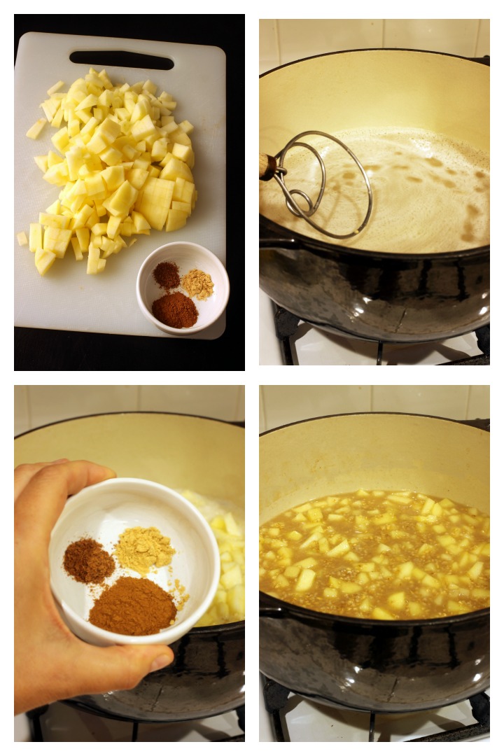 step by step photos of making cinnamon apple oatmeal