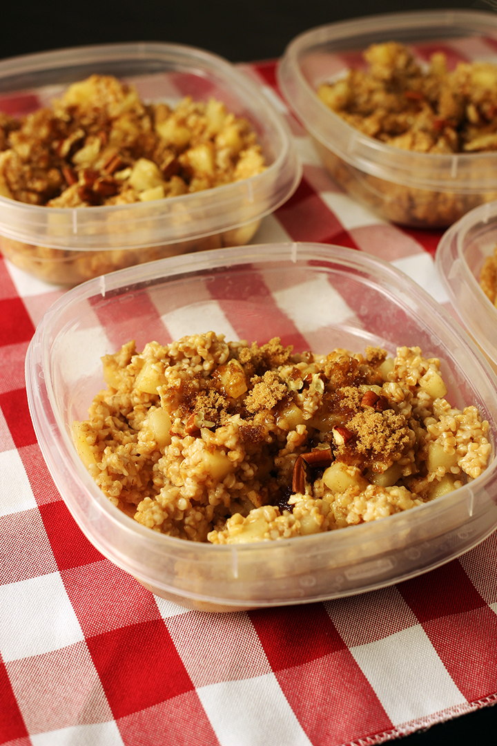 cinnamon apple oatmeal in meal prep containers