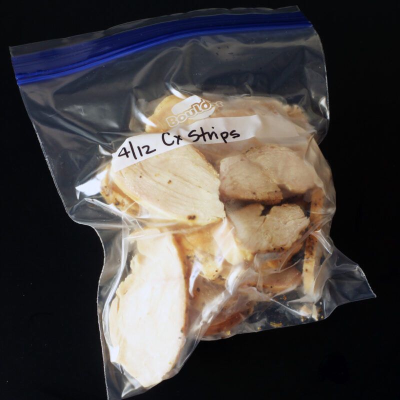 frozen strips in freezer bag