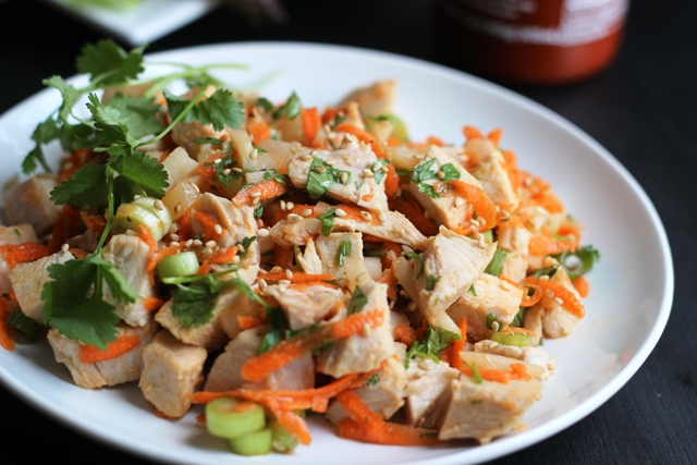 Ginger-Sesame Turkey Salad on a plate