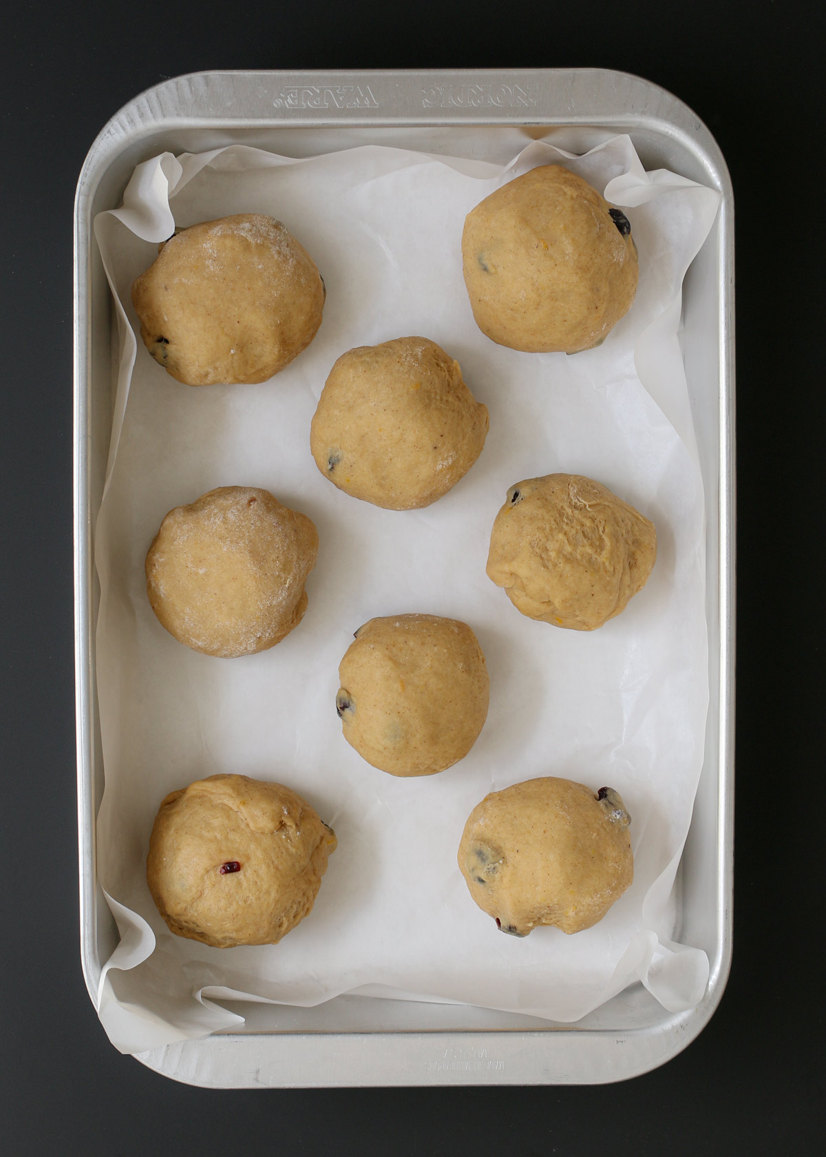 rolls formed and placed in prepared pan.