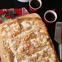 whole kringle on board with coffee