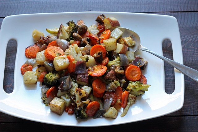 A plate of roasted vegetables