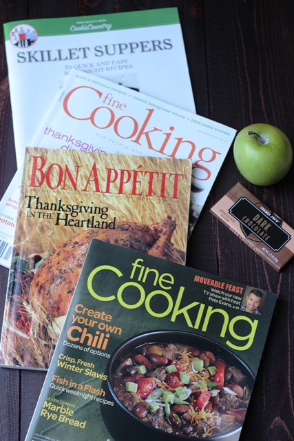 cooking magazines on table