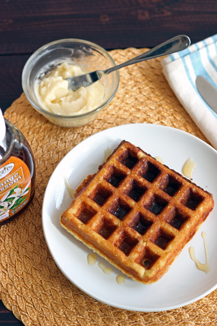 A plate of Waffle and Honey Butter