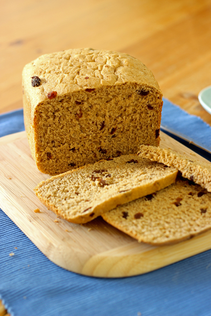 slicing a loaf of Raisin Bread 