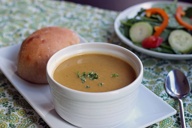 bowl of creamy vegetable soup