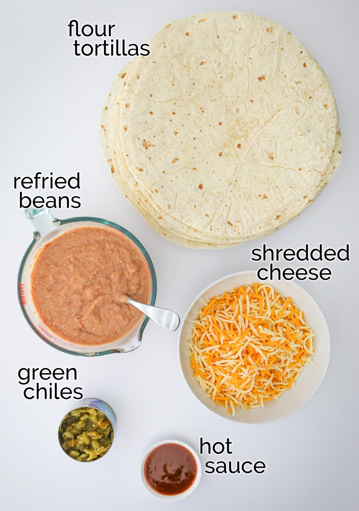 ingredients for bean burritos.