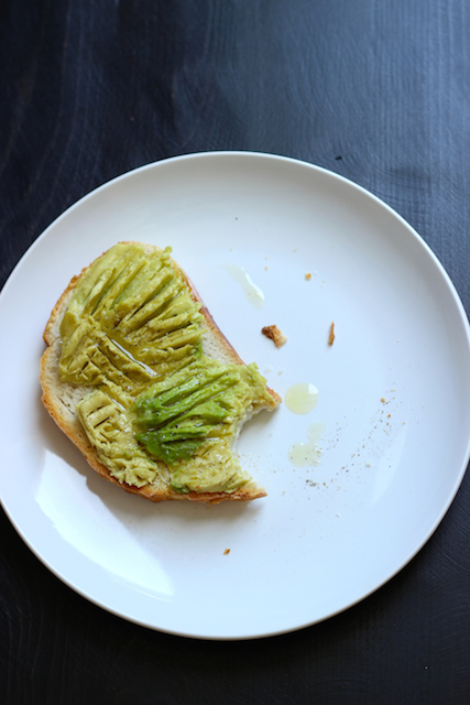 avocado toast drizzled with olive oil