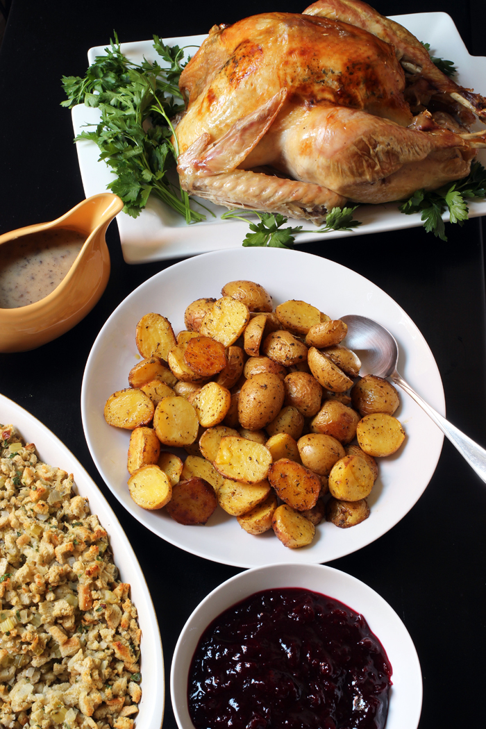 turkey dinner with roast potatoes