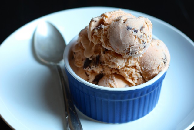 Apricot - Chocolate Chip Ice Cream - Want to make an easy and delicious frozen dessert? Try out this apricot ice cream studded with chocolate.