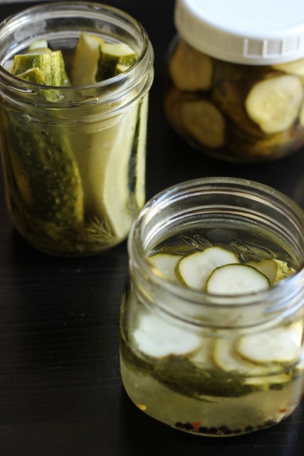 homemade pickles in mason jars