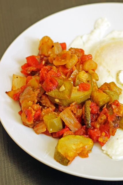 close up of ratatouille on a plate