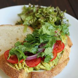 Avocado Salsa Sandwich - Layer buttery avocado with salsa ingredients on toasted bread for a sandwich that's light, yet packed with flavor. It's perfect for Meatless Monday.
