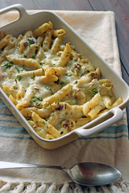 a pan of mac and cheese