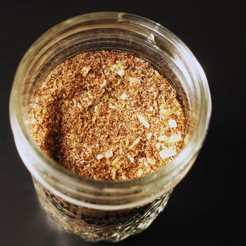 overhead view of jar of chipotle seasoning.