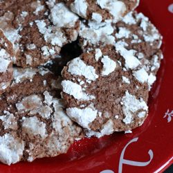 chocolate crinkles on red plate
