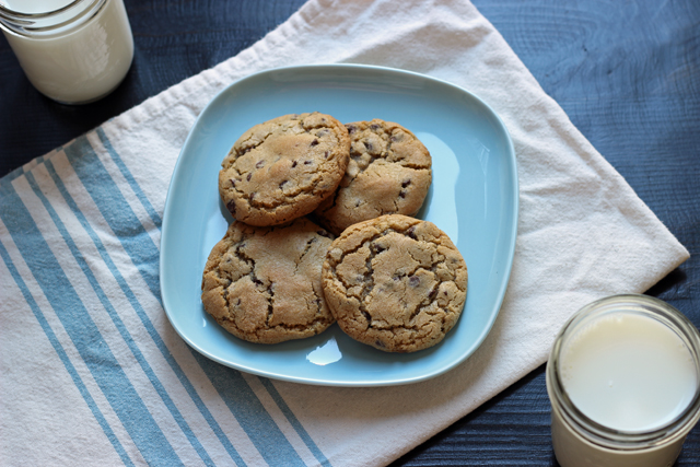 A plate of cookies on towel