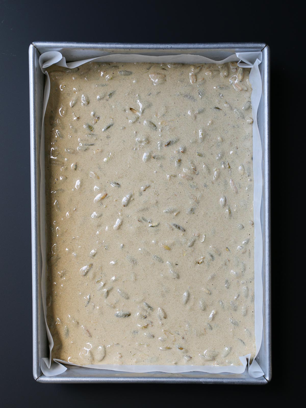 batter poured into lined pan.