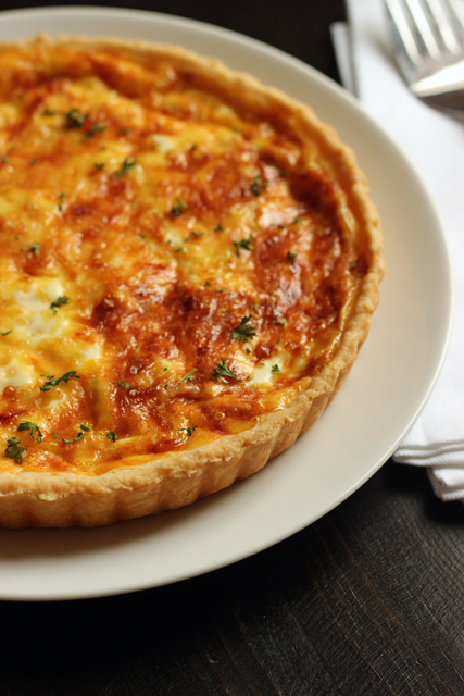 A baked Quiche on a plate