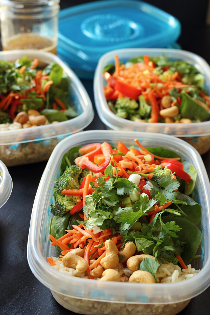 asian veg rice salad for meal prep