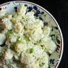 potato salad in flowered bowl