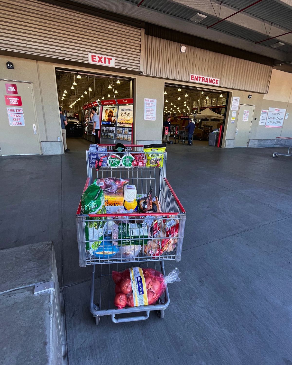 shopping cart at exit of costco.