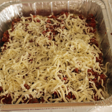 unbaked lasagna in foil pan