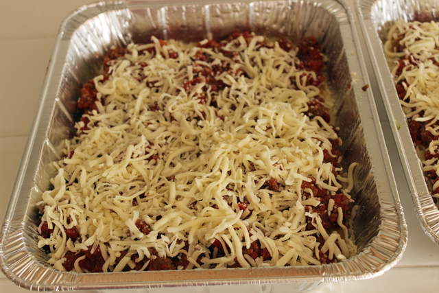 unbaked lasagna in foil pan