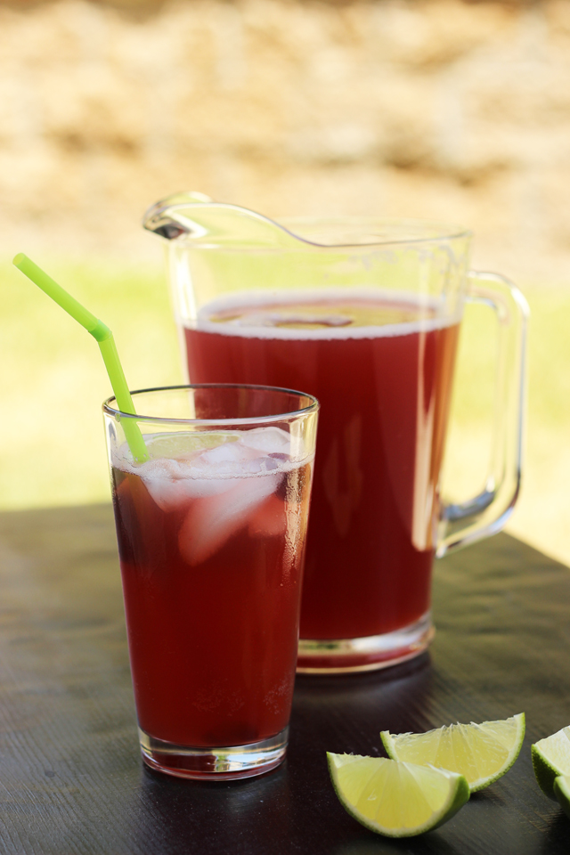 cherry limeade pitcher and glass