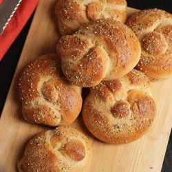 homemade hamburger buns on board