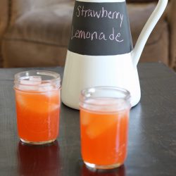 Strawberry Lemonade in mason jars and pitcher