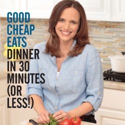 cover image of good cheap eats dinner in 30 minutes or less, featuring jessica in a kitchen setting.