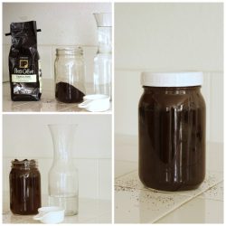 collage of steps for making cold brew coffee