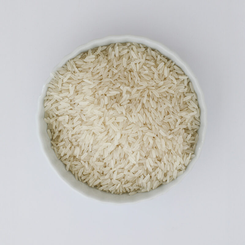 uncooked rice in a bowl.