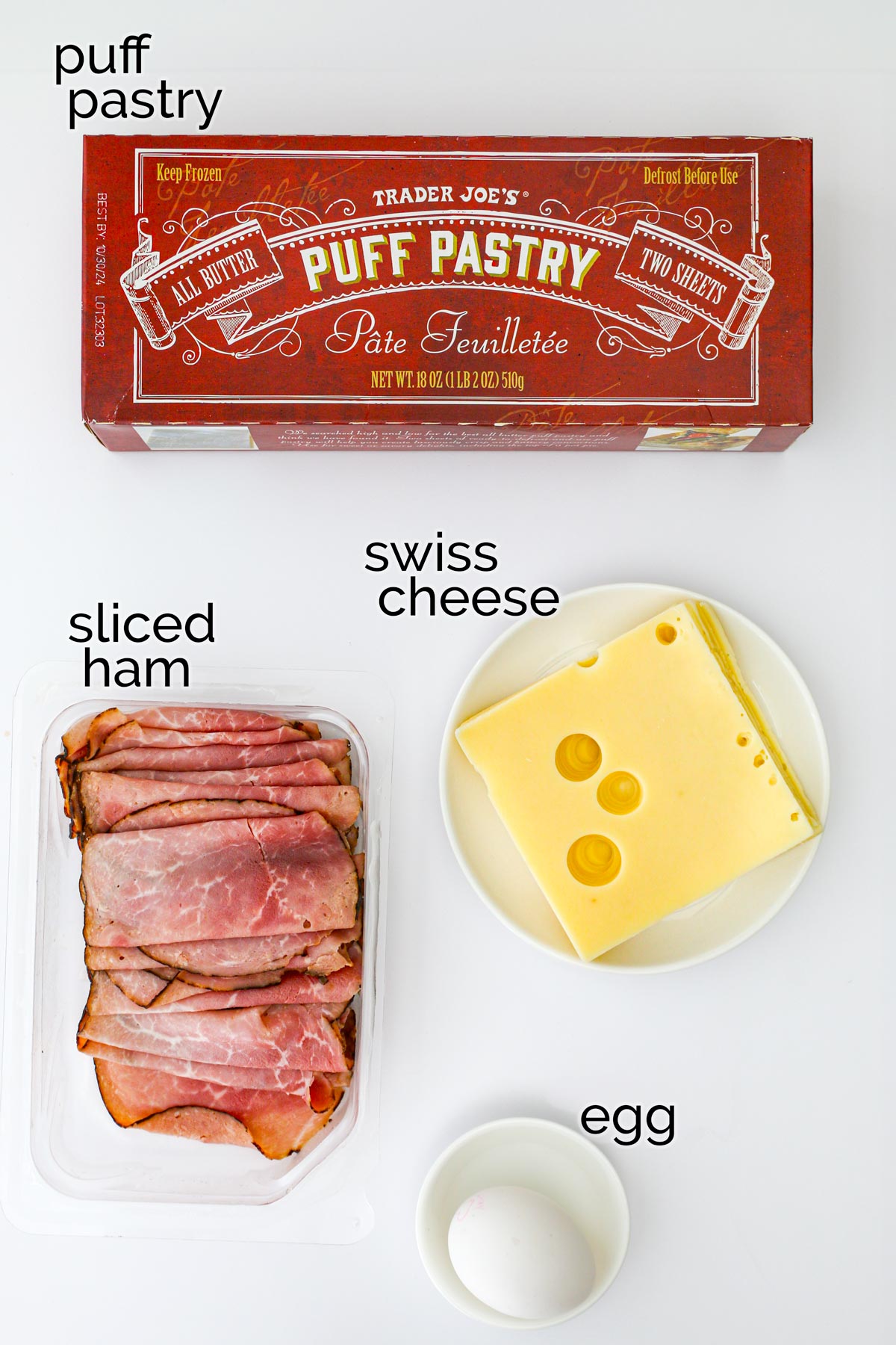 ingredients to make ham and cheese croissants.