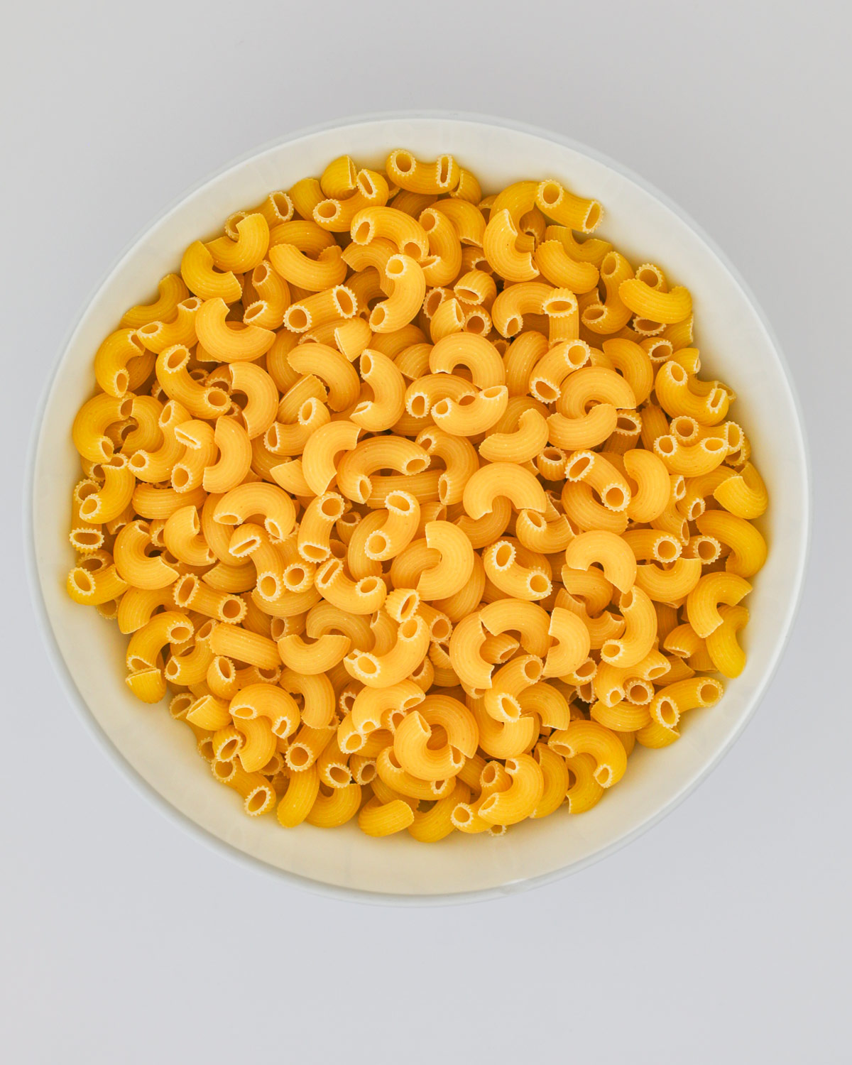 bowl of uncooked macaroni.