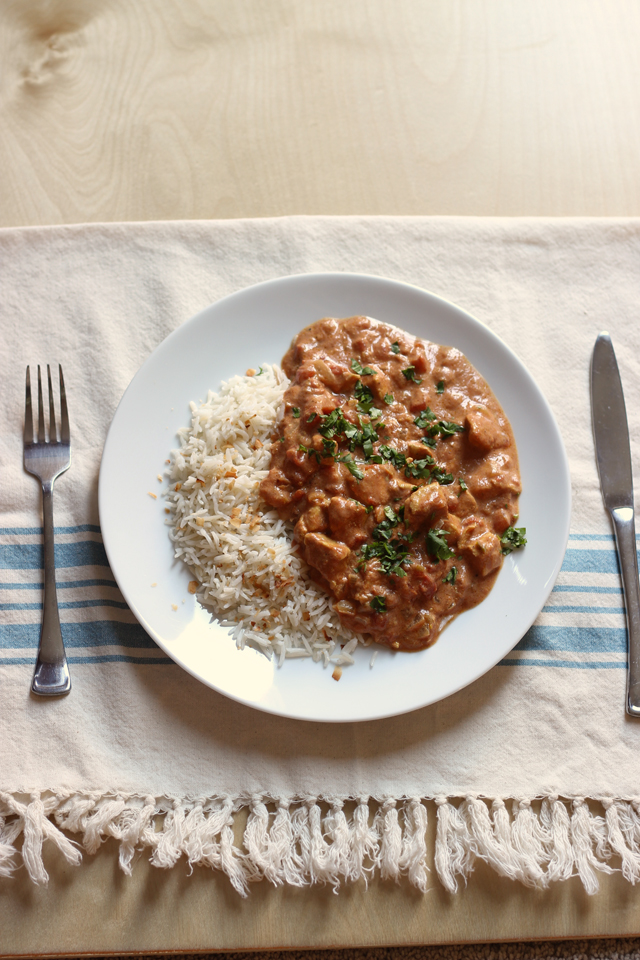 plate of Chicken Tikka Masala and rice